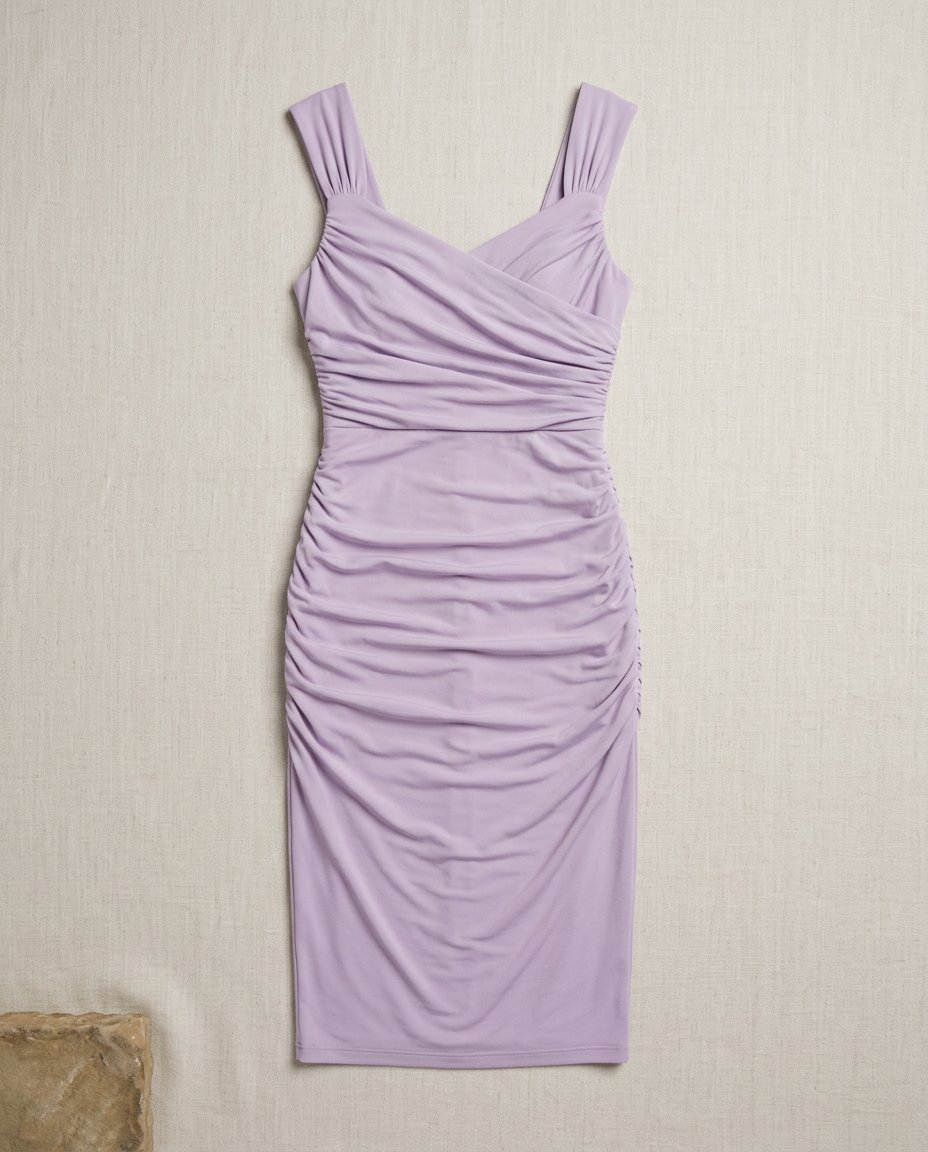 Lilac Ruched Midi Dress